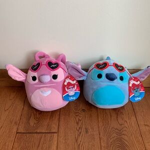 New Stitch & Angel Disney valentine Squishmallows set of 2 6.5 inch